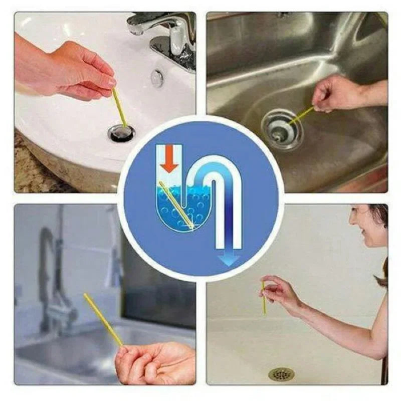New 12PCS/ Set Drain Cleaning Sticks,Sewer Oil Decontamination Cleaner Rod,Kitchen Toilet Bathtub Clog Remover,pipe dredging rod