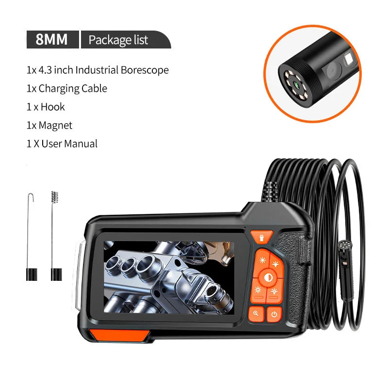 4.3 Inch Single & Dual-Lens Industrial Endoscope 1080 5.5mm IP67 Waterproof Snake Camera With Semi-Rigid Cable for Sewer