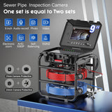 9″Sewer Pipe Inspection Camera with 17/23mm Dual Cameras/Cables and Self-Leveling 512HZ Locator Drain Industrial Endoscope