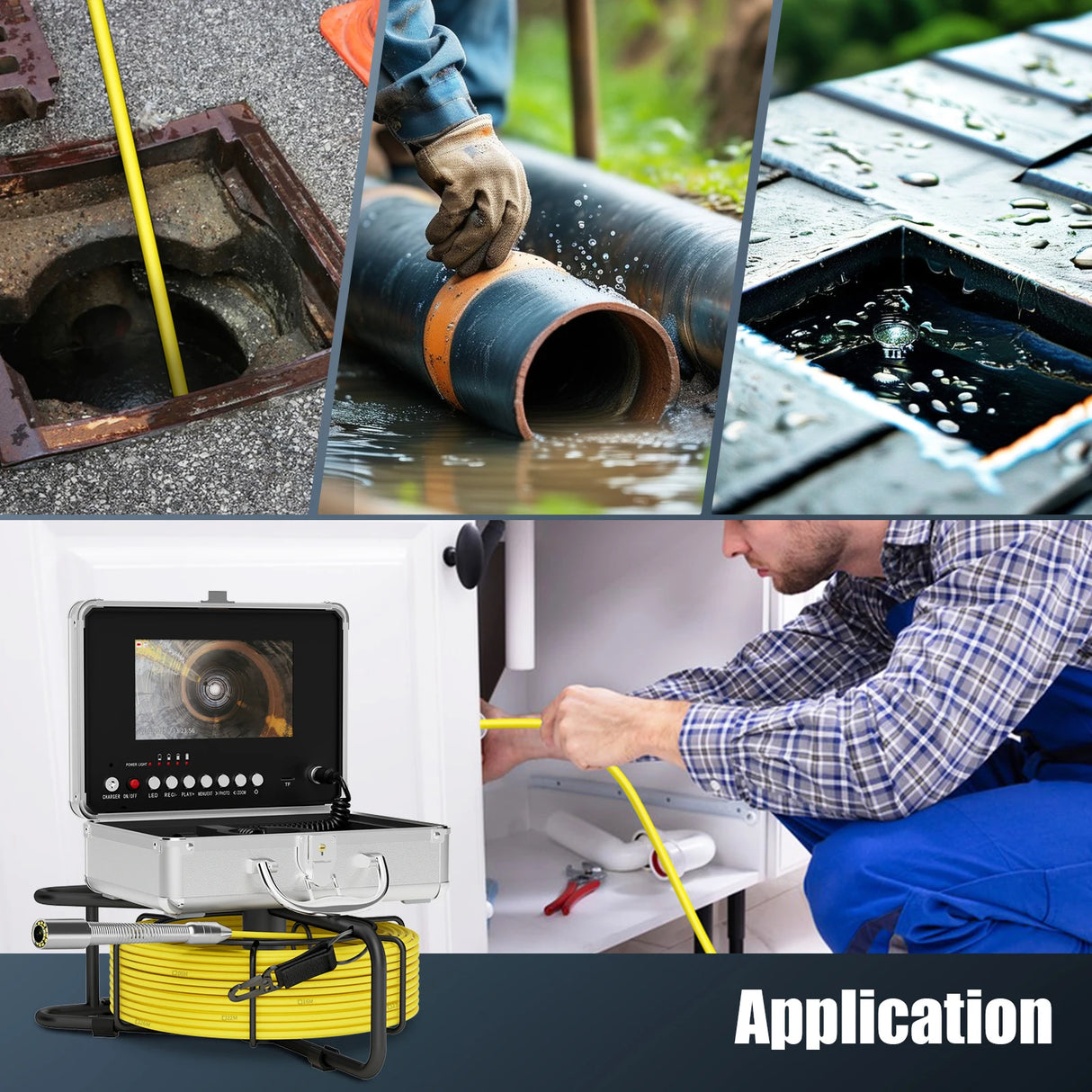 7inch Sewer Pipe Inspection Camera 17MM/23MM DVR Drain Sewer Pipeline Industrial Endoscope with 2650MA Battery 16GB Card