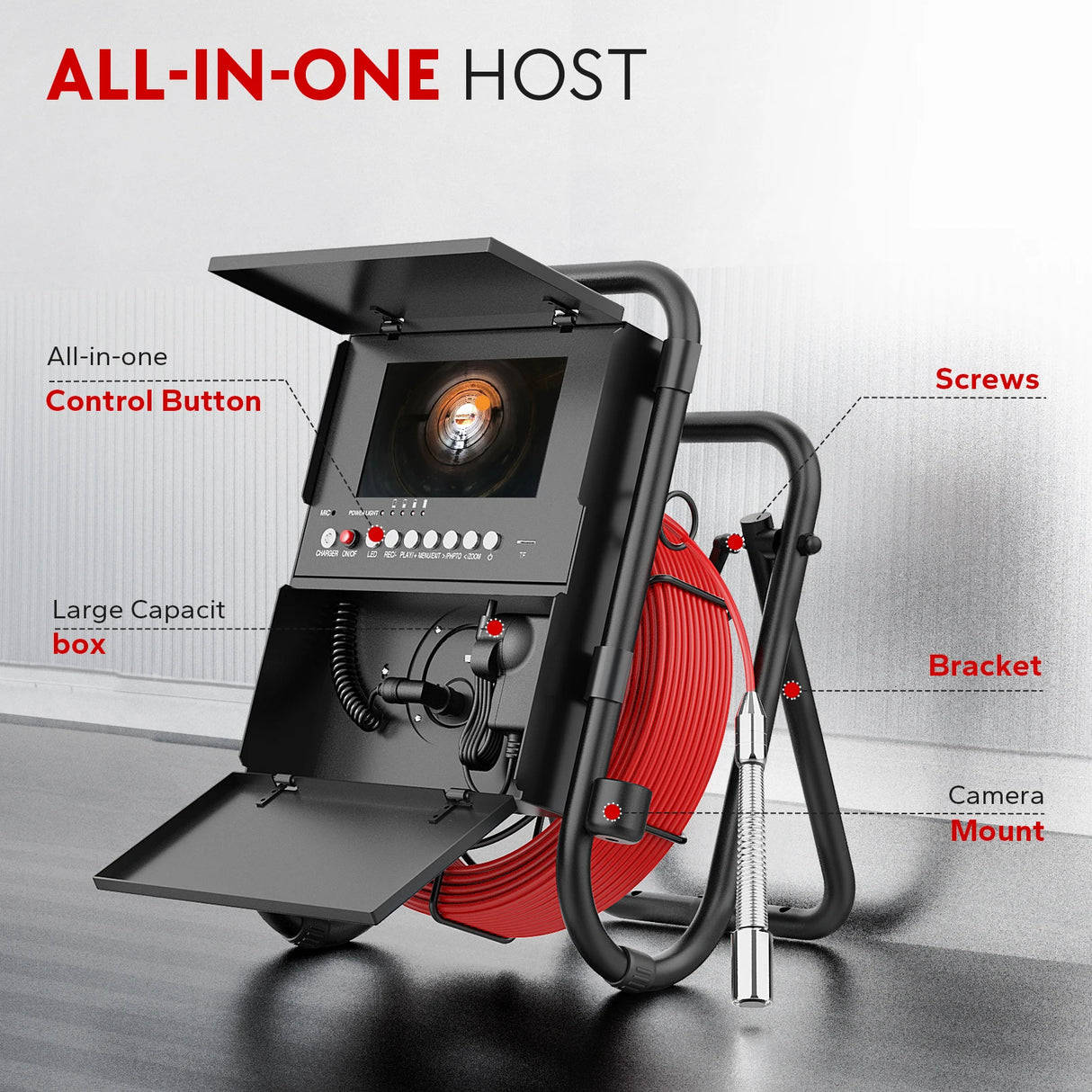 20/30/50M Sewer Camera, 7" Screen Pipeline Inspection Camera with DVR 16GB,23mm Waterproof Camera with 12 LEDs 4500mAH Battery