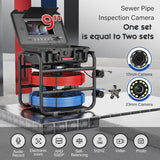 9″Sewer Pipe Inspection Camera with 17/23mm Dual Cameras/Cables and Self-Leveling 512HZ Locator Drain Industrial Endoscope