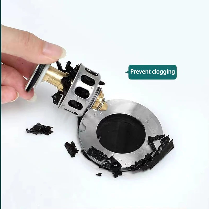 Basin Drains Universal Metal Filter Valve Pop-up Drainer Waste Stopper Bathtub Strainer Plug Hair Catchers Bathroom Accessories
