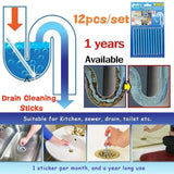 New 12PCS/ Set Drain Cleaning Sticks,Sewer Oil Decontamination Cleaner Rod,Kitchen Toilet Bathtub Clog Remover,pipe dredging rod