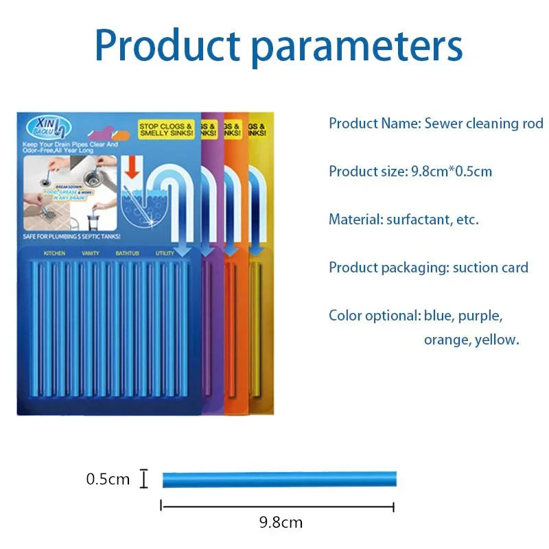 New 12PCS/ Set Drain Cleaning Sticks,Sewer Oil Decontamination Cleaner Rod,Kitchen Toilet Bathtub Clog Remover,pipe dredging rod