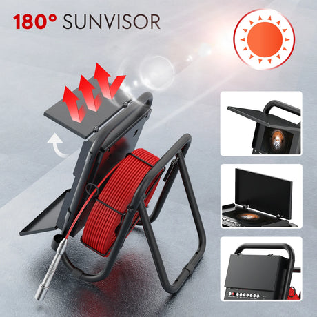 20/30/50M Sewer Camera, 7" Screen Pipeline Inspection Camera with DVR 16GB,23mm Waterproof Camera with 12 LEDs 4500mAH Battery