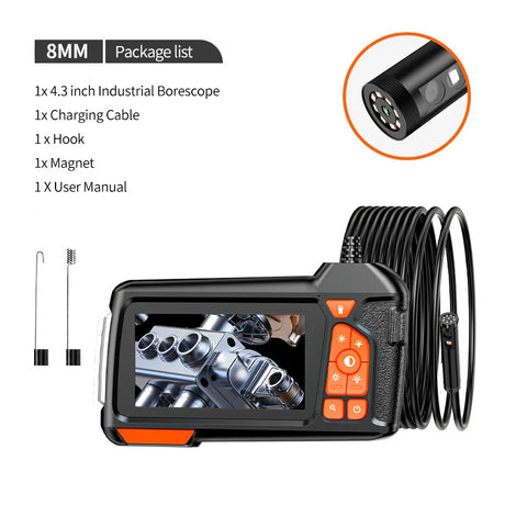 4.3 Inch Single & Dual-Lens Industrial Endoscope 1080 5.5mm IP67 Waterproof Snake Camera With Semi-Rigid Cable for Sewer