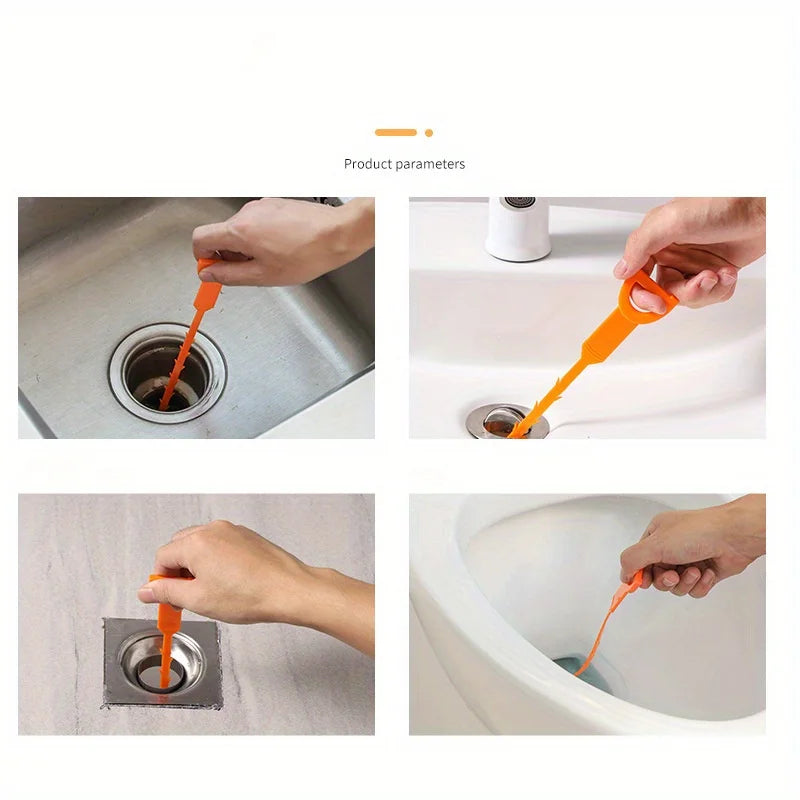 4pcs Drain Hair Foreign Matter Clogging Removal Rod Pipe Unclogging Gadget Applied To The Kitchen Sink At Home, Bathroom Bathtub