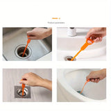 4pcs Drain Hair Foreign Matter Clogging Removal Rod Pipe Unclogging Gadget Applied To The Kitchen Sink At Home, Bathroom Bathtub