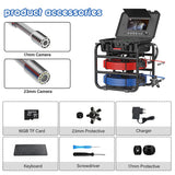 9″Sewer Pipe Inspection Camera with 17/23mm Dual Cameras/Cables and Self-Leveling 512HZ Locator Drain Industrial Endoscope